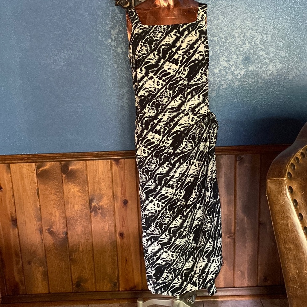 Animal print sleeveless wrap dress - size 12